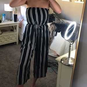 Strapless striped jumpsuit